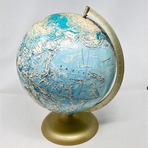 Vintage Globe World Globe Rand McNally Brushed Pale Gold Stand - VGC